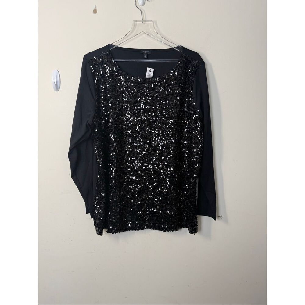 Talbots Black Sequin Top Blouse Plus Size 2X NWT Party Evening Glam Holiday Stat